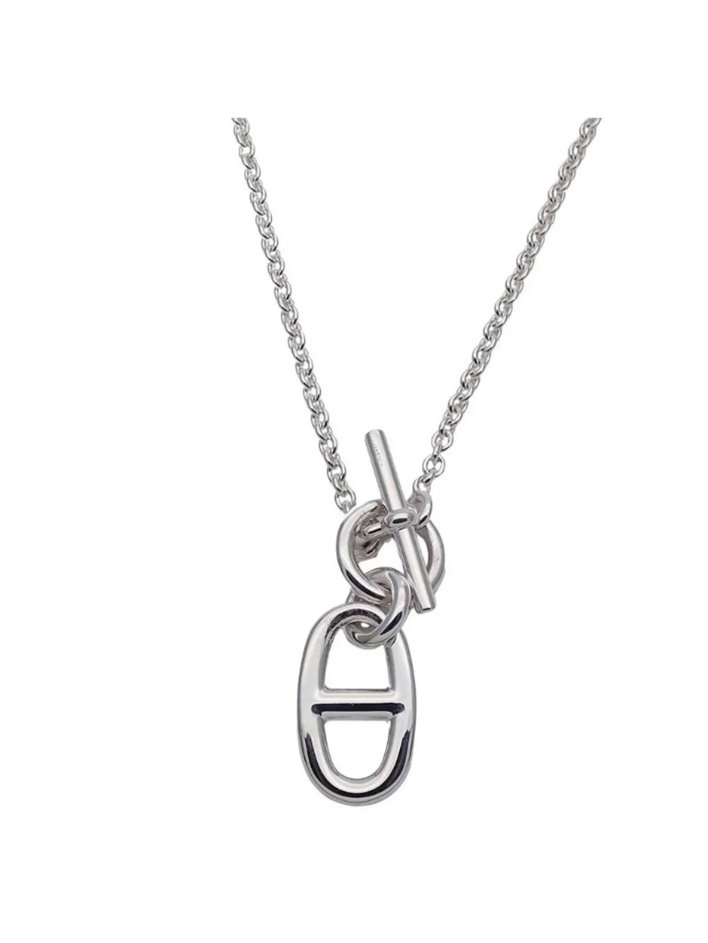 Hermes Necklace Chaine D'ancre Amulet Silver Polished